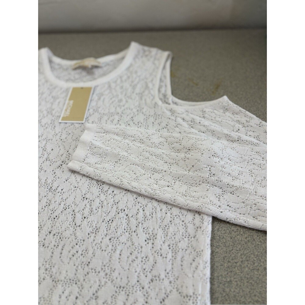 Michael Kors NWTWomen Large White Beach Cover Up Dress Eyelet Lace Open Shoulder